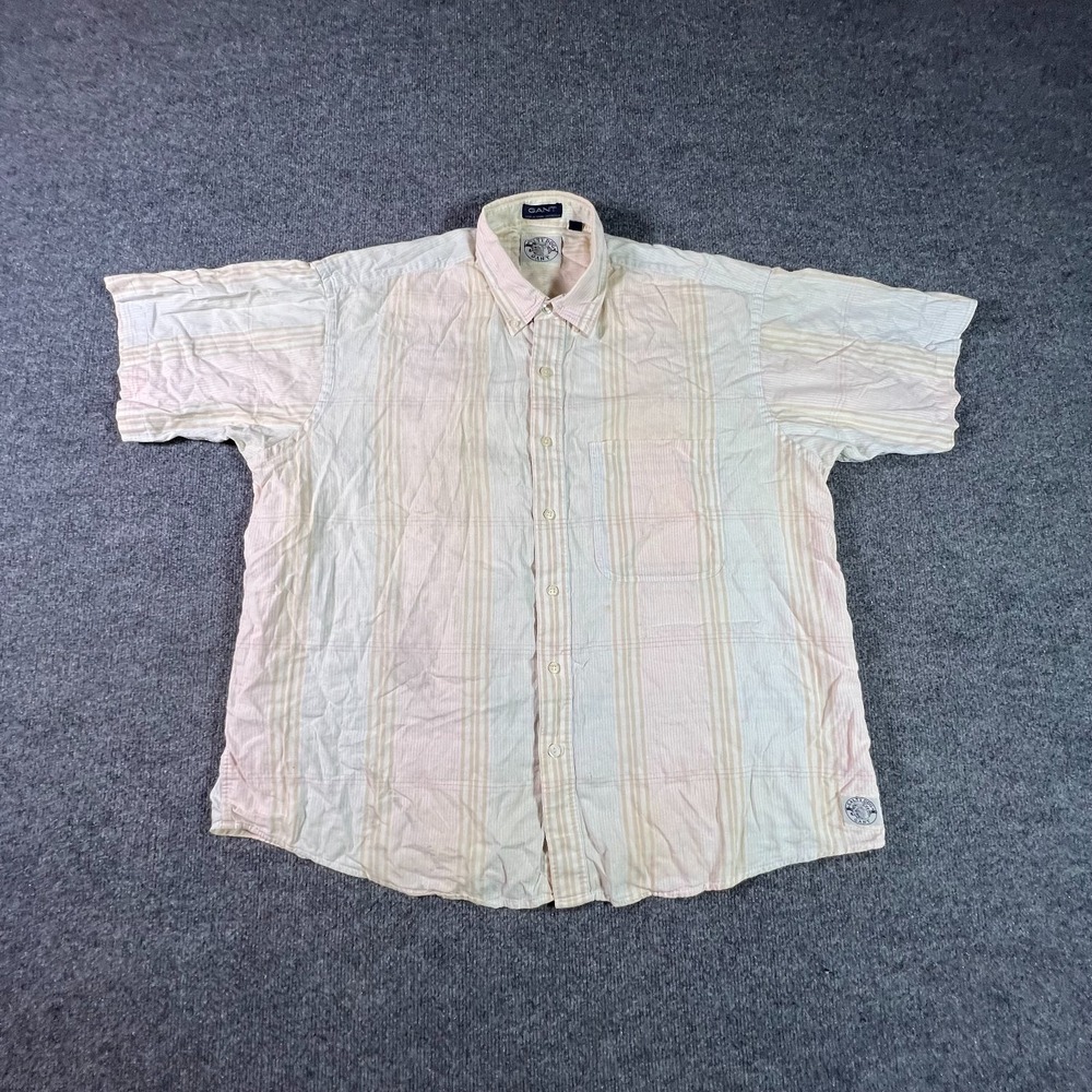 Vintage Gant Salty Dog Shirt Mens XL Multicolor Striped Button Front Half Sleeve